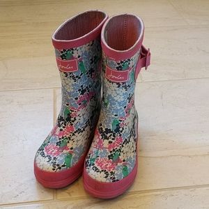 Joules Pink Floral Rain Boots Size 11 Last Chance!